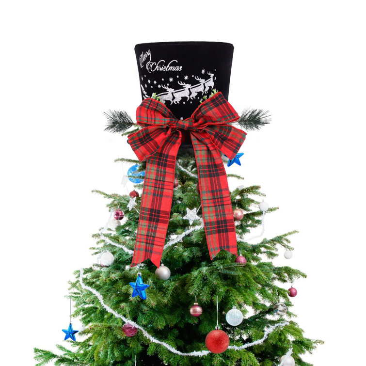 The Holiday Aisle® Christmas Retractable Bow Tree Top Hat