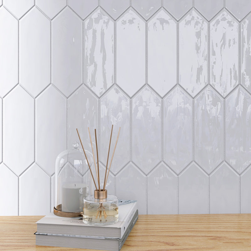 Taylor 3.94 in. X 11.81 in. Polished Ceramic Picket Wall Tile, White