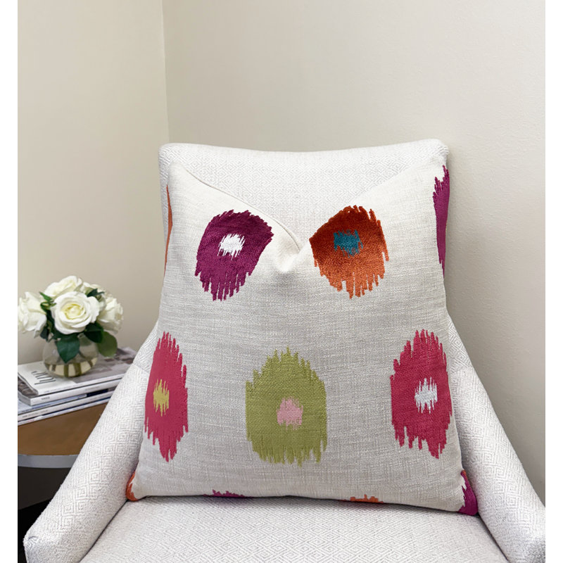 Housse de coussin en velours Ikat Dot, Rose, 22 x 22 po