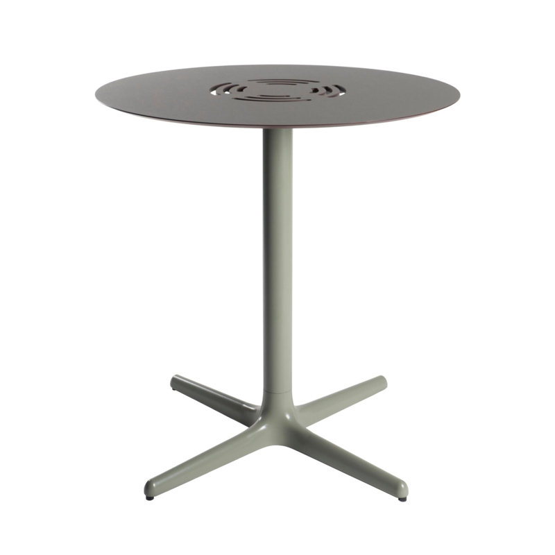 Toledo Aire Outdoor Round Dining Table, Greenish Gray