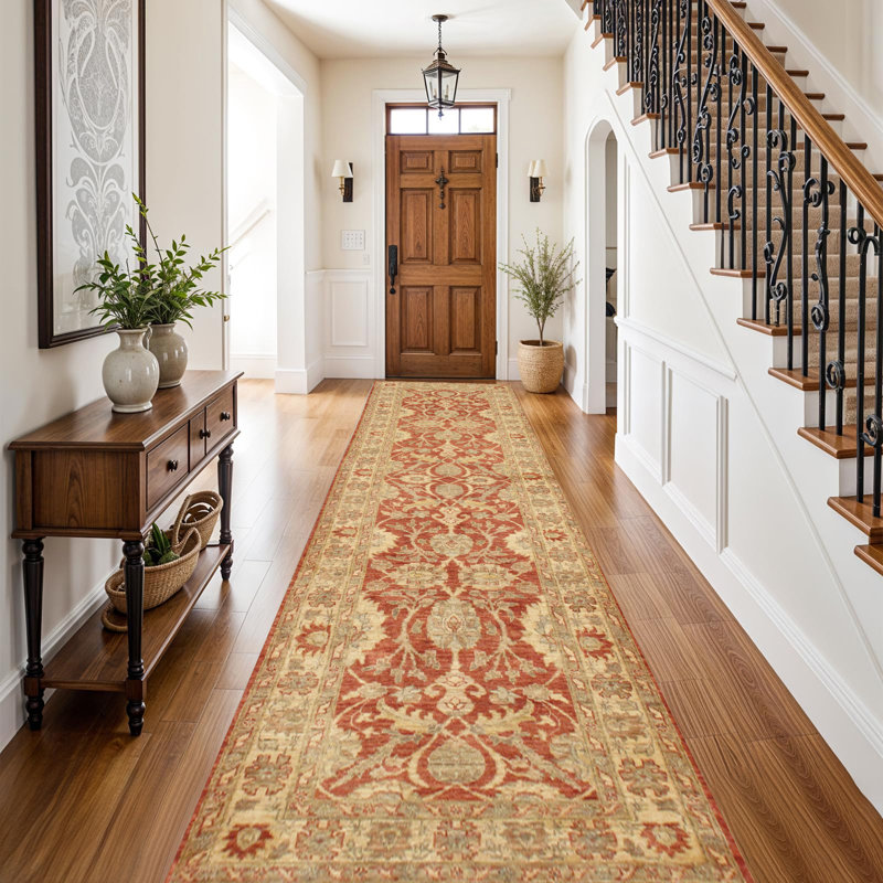 Ferehan Hand-Knotted Rust Wool Area Rug