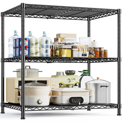 Étagère en fil métallique de 35,4 po, rangement réglable pour garde-manger et garage avec capacité de 166 lb par tablette, assemblage sans outil, l 35,4 po x P 23,6 po