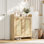 Armoire de rangement pour chaussures en rotin avec tablettes réglables, armoire de rangement pour chaussures à 5 niveaux avec portes, armoire de rangement en bois Boho pour couloir, salon et salle à manger