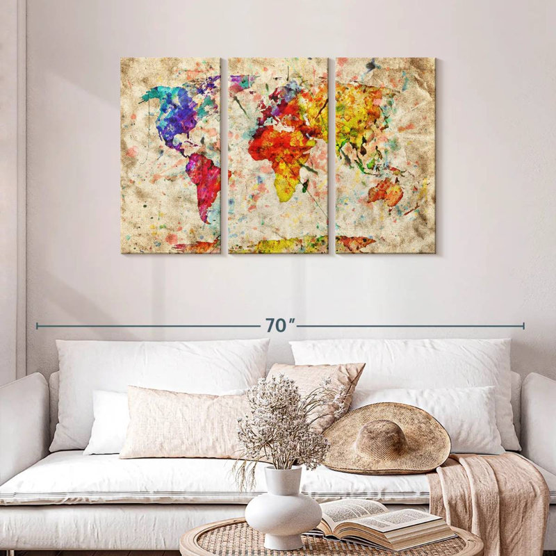 Aliaz Retro Expression World Map, 28" H x 45" W
