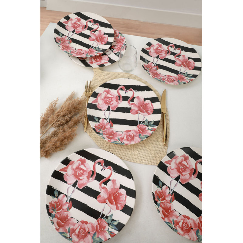 Ensemble d'assiettes de service de qualité supérieure (6 pièces), 100% céramique, 9,8 x 9,8 x 1,5 pouces | Antibactérien, résistant aux chocs thermiques, facile à nettoyer, va au lave-vaisselle et au micro-ondes | Parfait pour les repas et les réceptions élégants