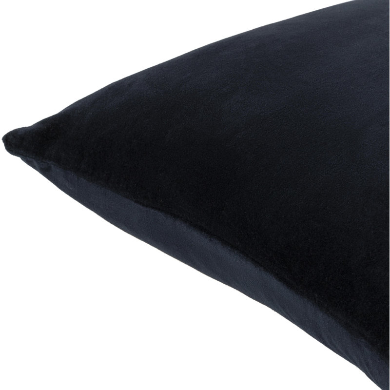 Coussin en coton Denny, H 20 po x l 20 po, Inférieur, Noir