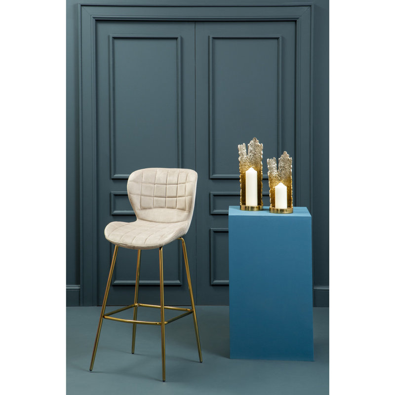 Foosland Upholstered Counter Stool with Metal Frame, Gold, Mink