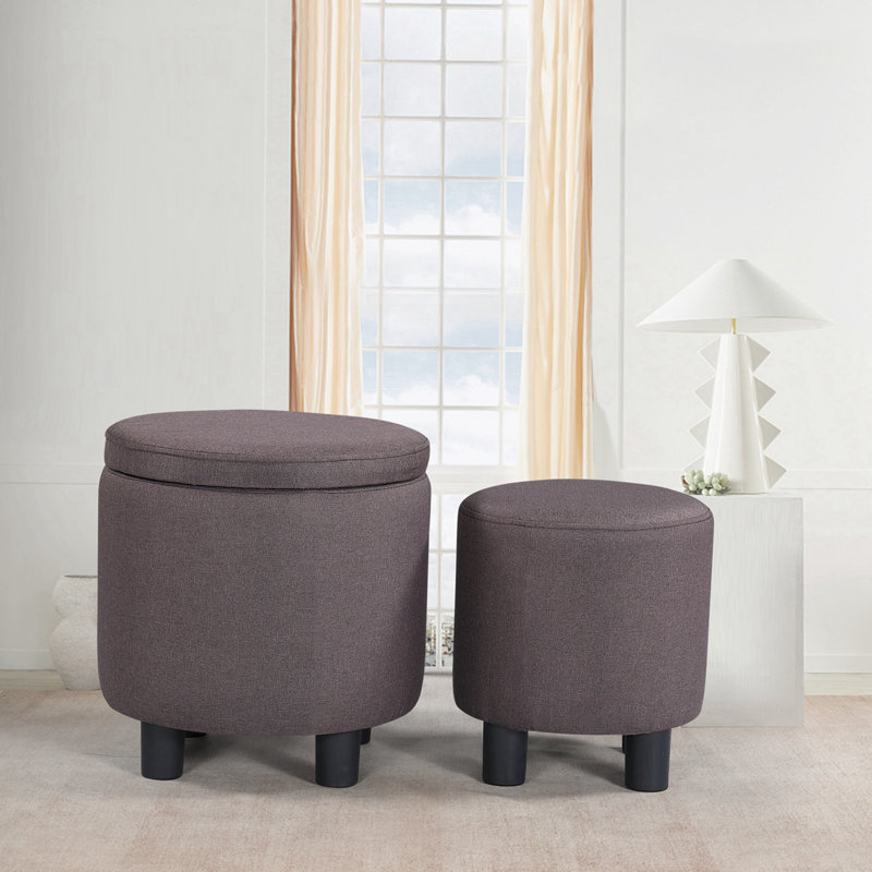 Repose-pieds avec rangement Jazleen, Fibre de carbone brune
