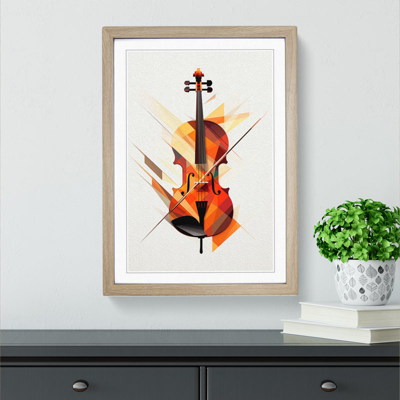 Violin Geometric - Framed Print, Oak, 46cm H x 34cm W x 2cm D