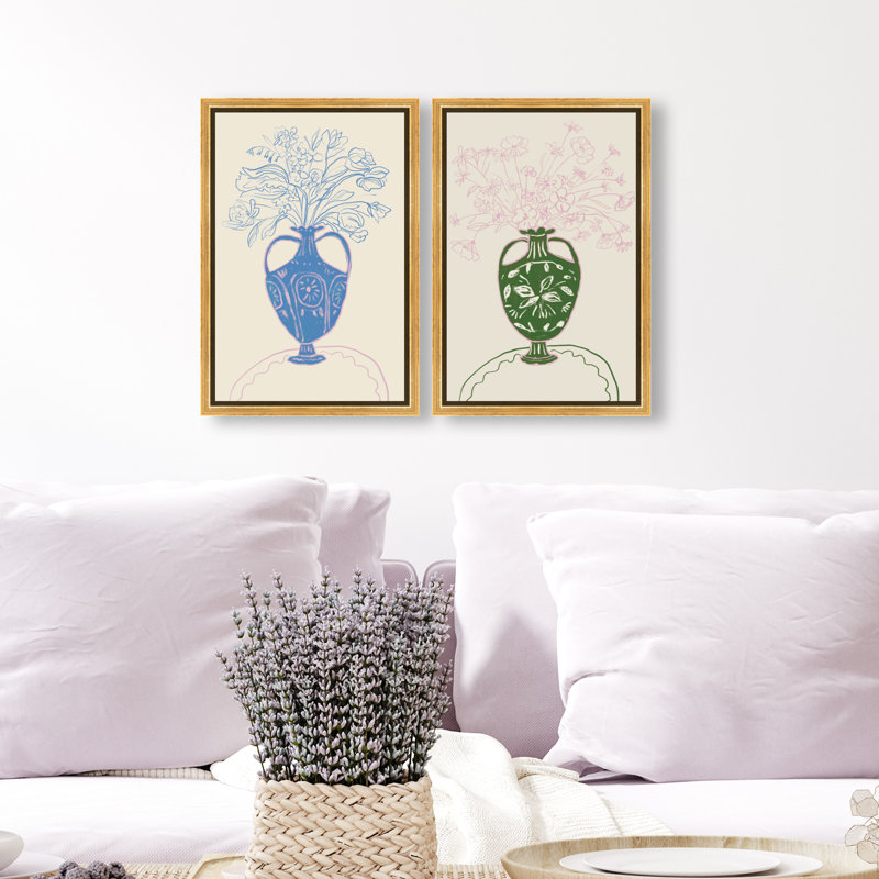 Flower Sutdio Set Set by Oliver Gal, 16" H x 11" W, Gold Floater Frame