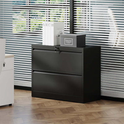 2-Drawer Lateral File Cabinet with Lock – Heavy-Duty Metal Filing Cabinet for Home Office, Space-Saving Wide Storage for Letter/Legal/A4/F4, Silent Full-Extension Slides, Easy-Assembly