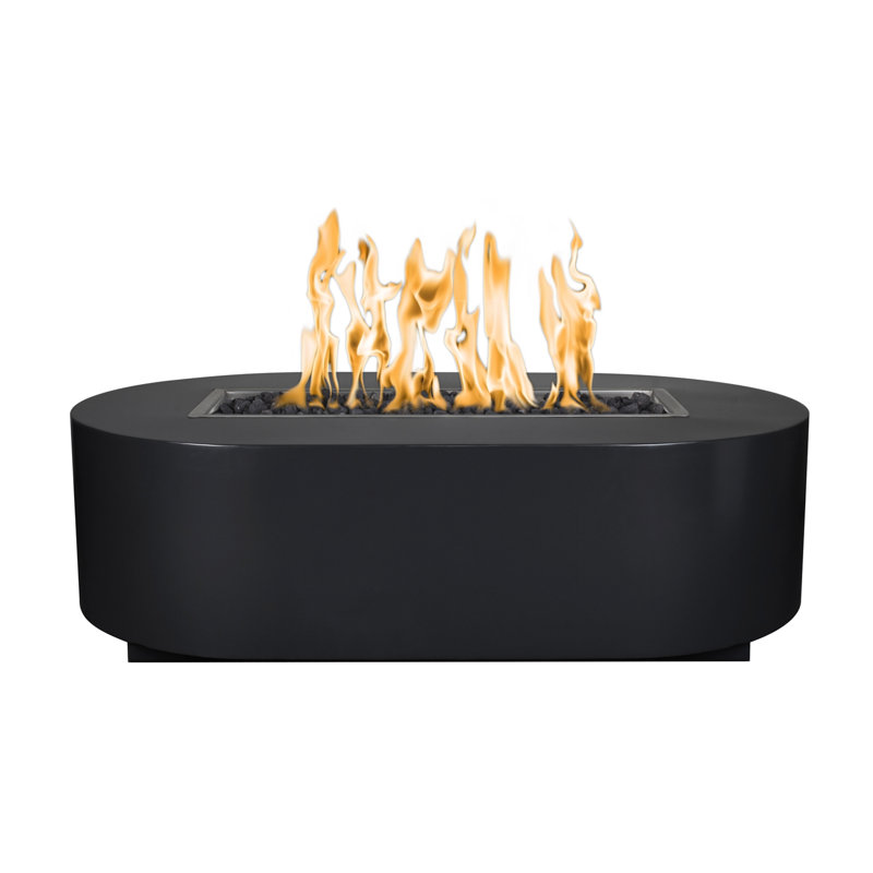 Bispo Steel Smokeless Fire Pit, Black, 15" H x 84" W x 28" D, Propane