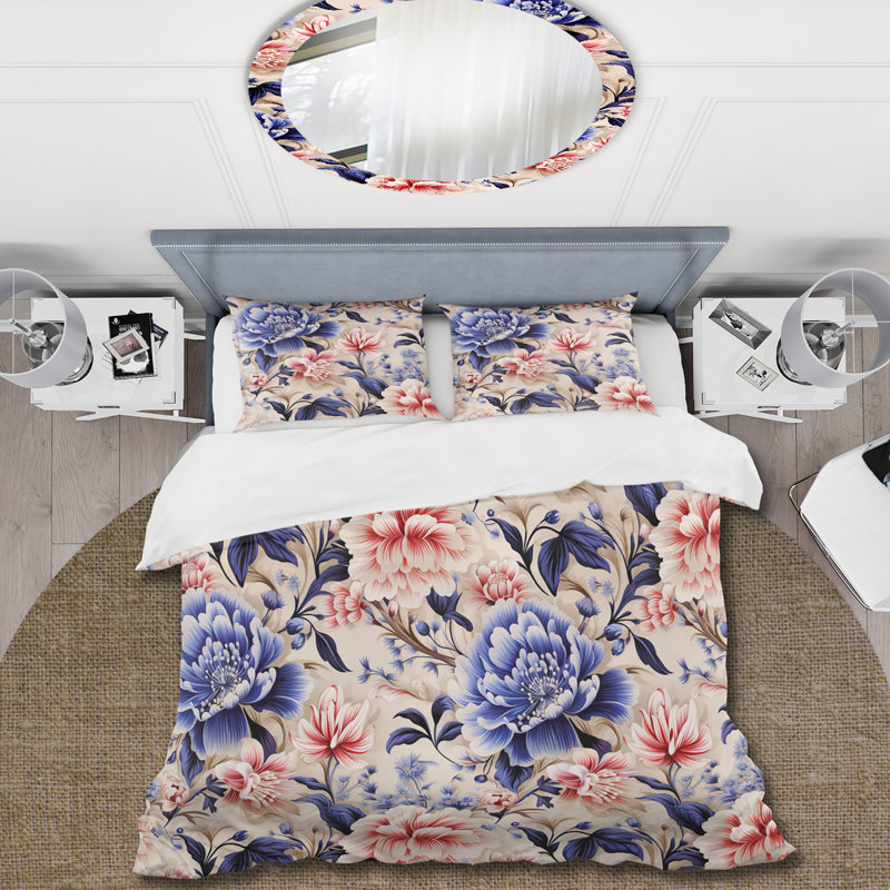 Ensemble de housse de couette Bohemian Damask Harmony, Housse de couette pour grand lit et 2 taies décor