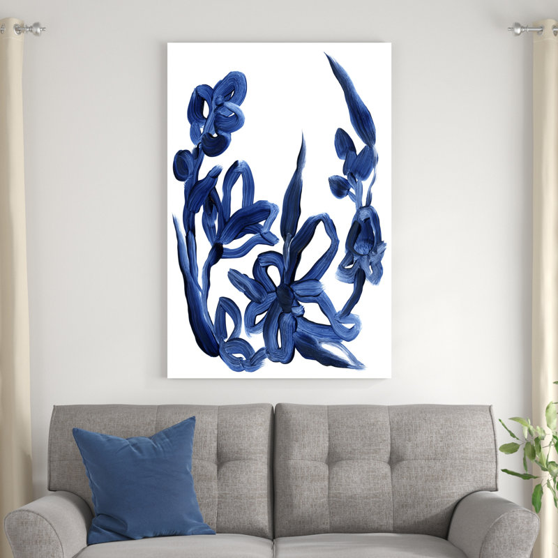 Fleurs indigo II, H 48 po x l 32 po x P 1,25 po