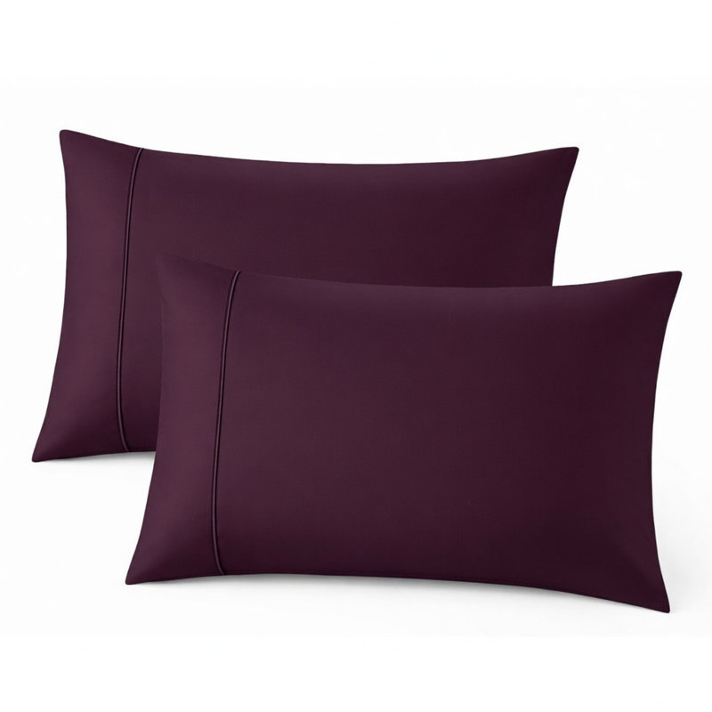 Cooling Bamboo Pillowcases, Set of 2 – Ultra Soft & Breathable, Eggplant, King