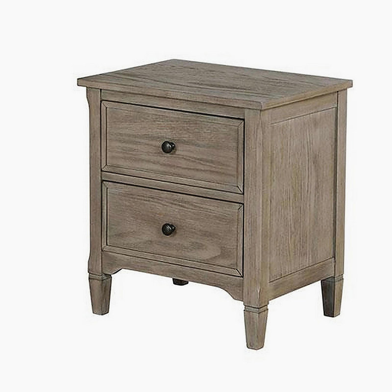 Warm Gray 1pc Nightstand Bedside Table Round Pull Knobs