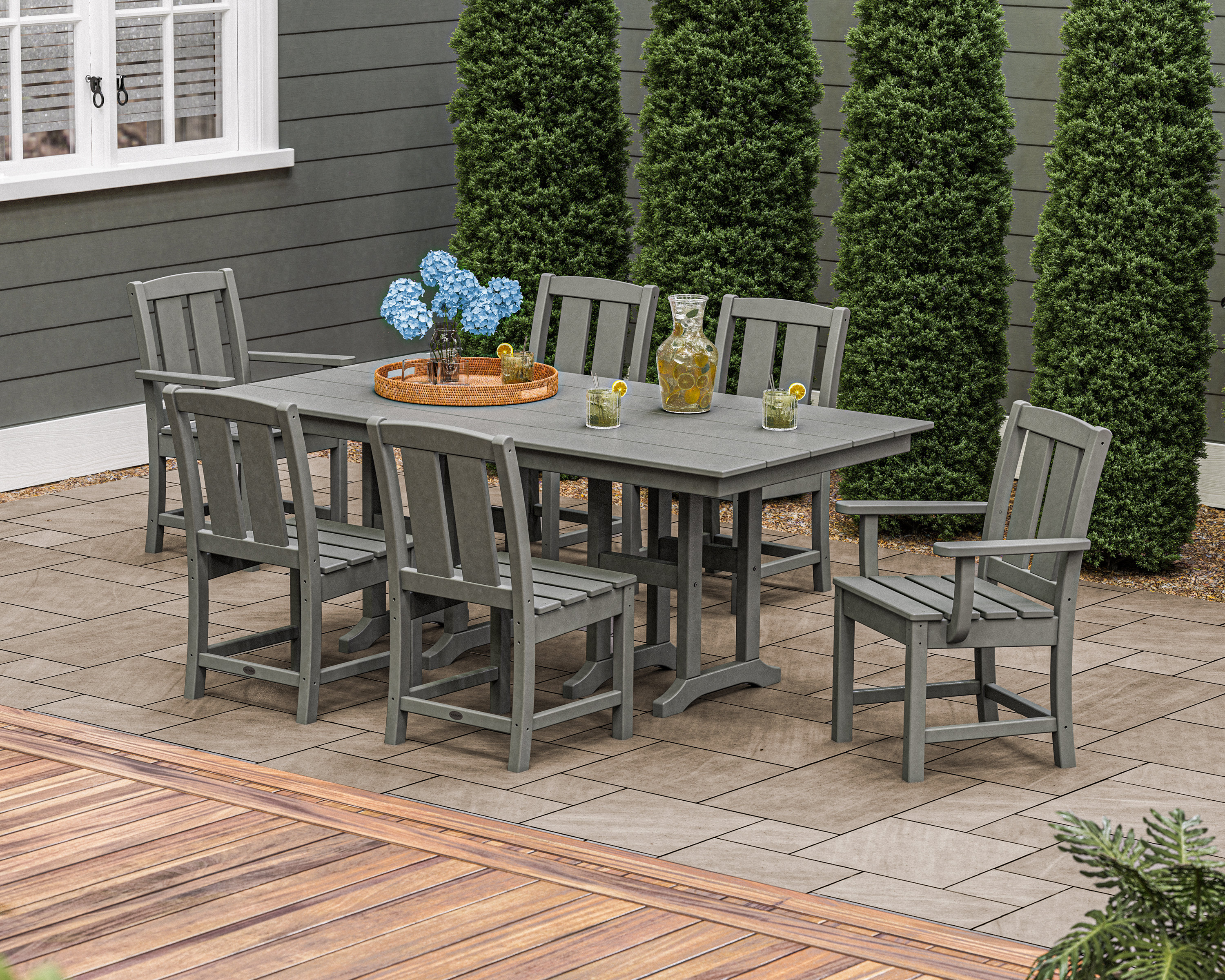 POLYWOOD® Mission 7-Piece Farmhouse Dining Set in Sand Wayfair - Main Image