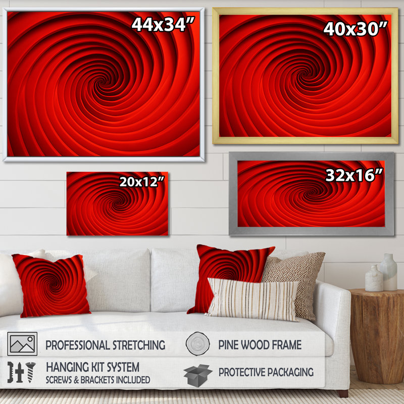 Bernardsville - Abstract Spirals Wall Art, Black Floater Framed Canvas, 24" H x 32" W x 1" D