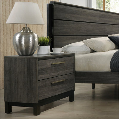Table de chevet 2 de style gris antique pour chambre à coucher, finition, design