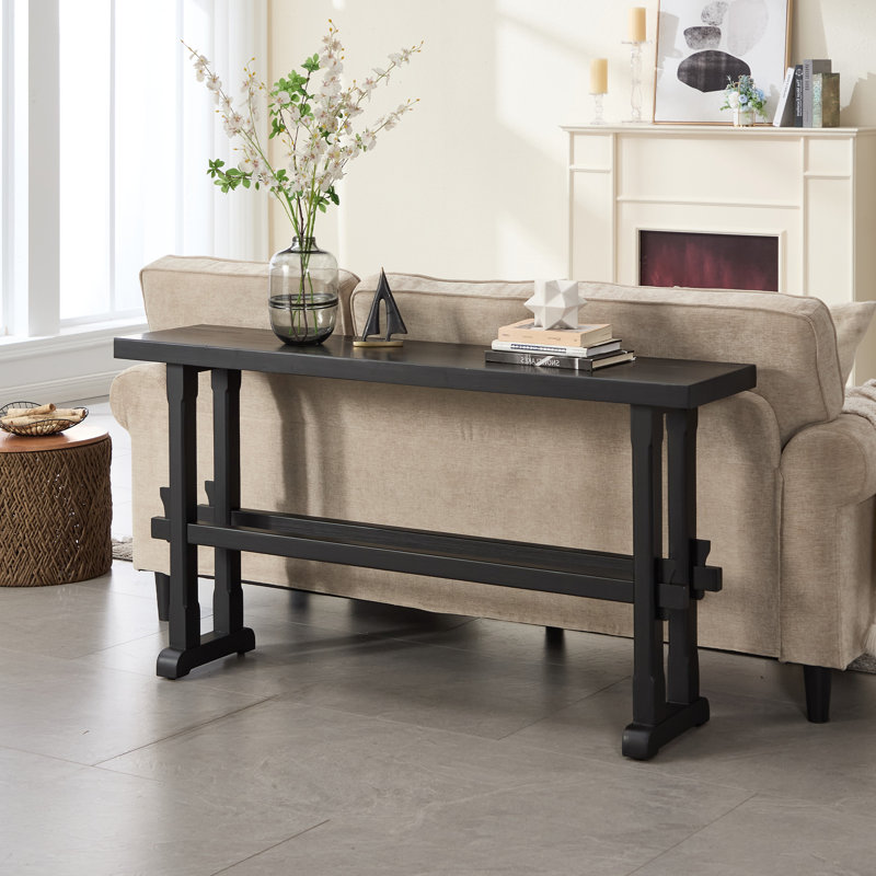 Narrow Entryway Table, 59 Inchs Wood Farmhouse Console Table Boho Hallway Table Rustic Couch Table Behind Sofa For Outdoor Entrance Living Room Bedroom