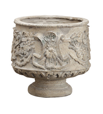 Pot à fleurs en résine antique H 10,6 "x P 12,6", beige