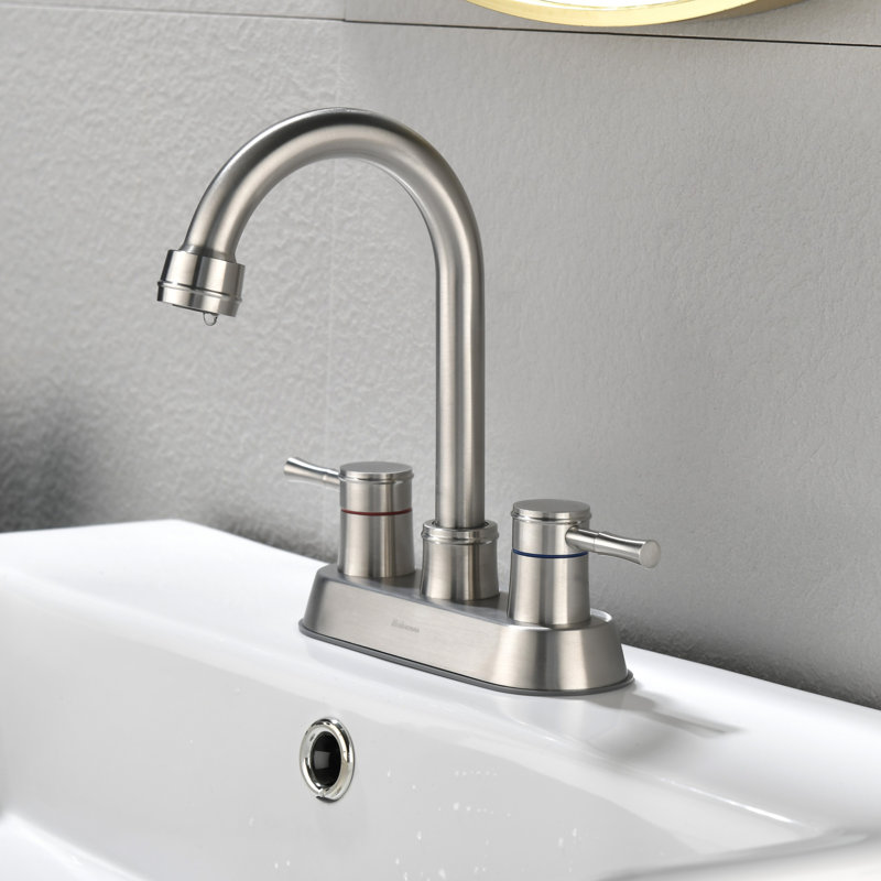 Centerset 2-handle Bathroom Faucet with Drain Assembly, Brushed Nickel
