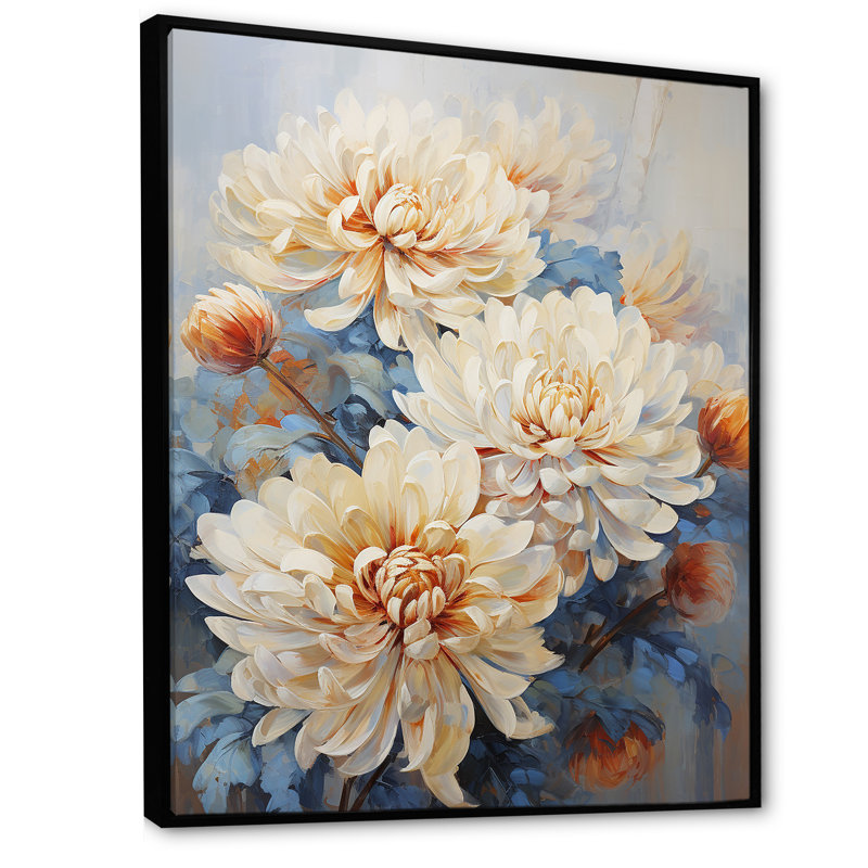 Garden Bliss Mums dans des couleurs douces, Cadre flottant noir, H 40 po x l 30 po x P 1,5 po