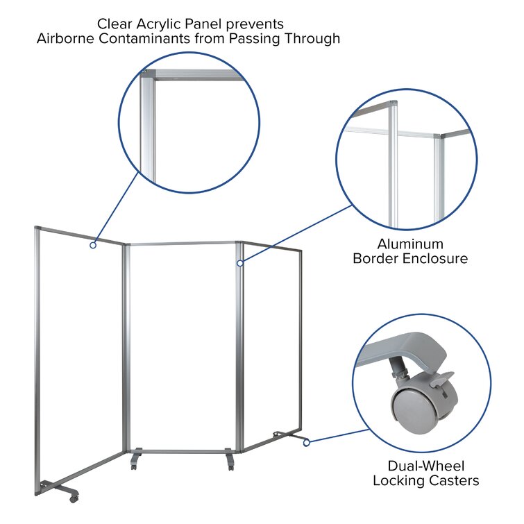 Flash Furniture Clear Acrylic Desk Partition, 12h X 23l