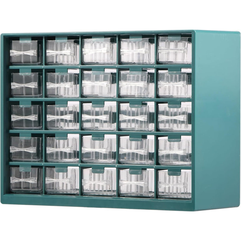 25 grilles de pièces de tiroir pour la quincaillerie de rangement de l'armoire de rangement en plastique pour la quincaillerie, les petites pièces, les écrous et les boulons