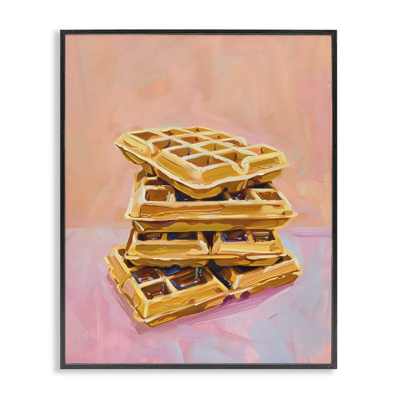 Stack of Fluffy Waffles, giclée encadrée, design par The Prints Vibe, 30 x 24, Midnight Black Giclee Framed
