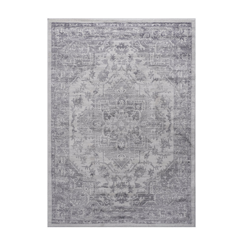 NAAR MARFI Collection8x10 Silver / Oriental Area Rug, Rectangle 10' x 7'9"