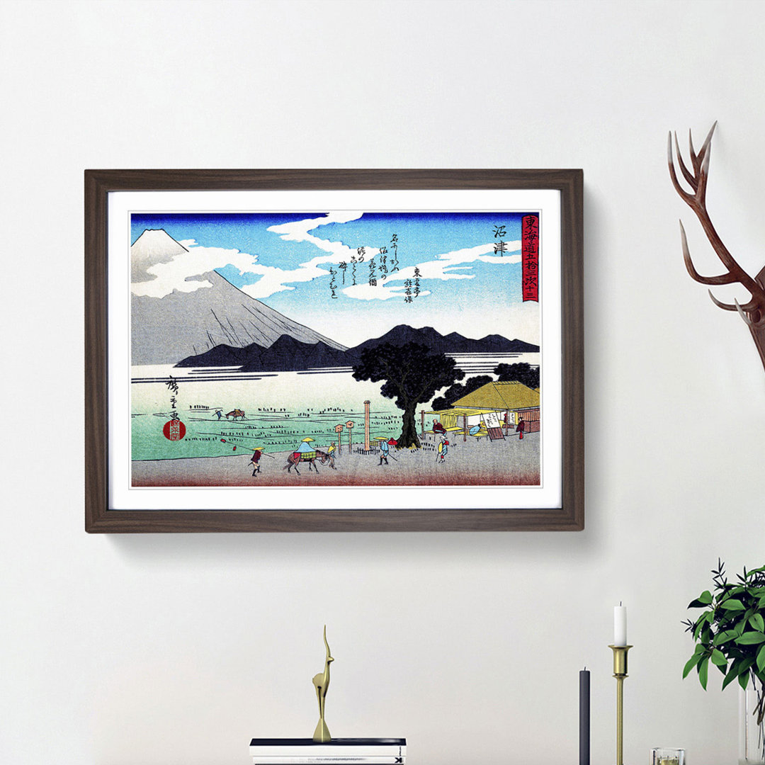 Workers Beneath Fuji by Utagawa Hiroshige - Framed Print