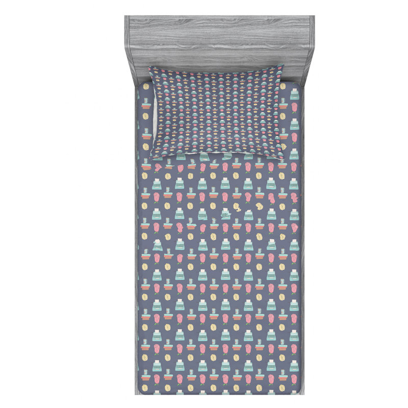 Microfiber Floral Sheet Set, Twin Sheet Set with Fitted Sheet