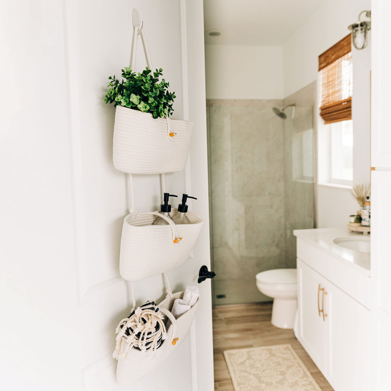 Panier en tissu à 3 niveaux, Blanc cassé complet