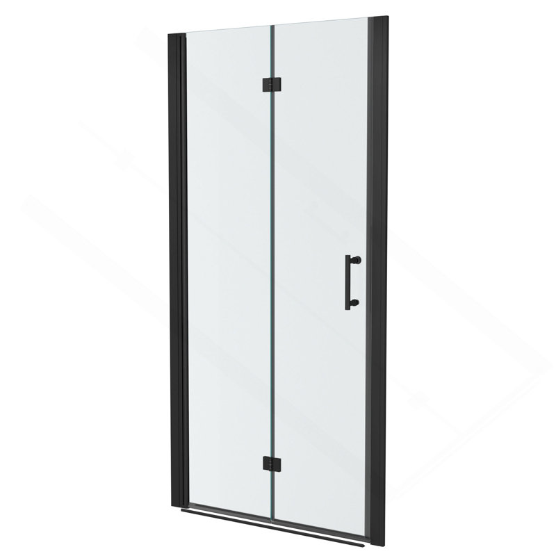 Porte de douche pliante sans cadre avec verre trempé l 30 po x H 72 po, Noir