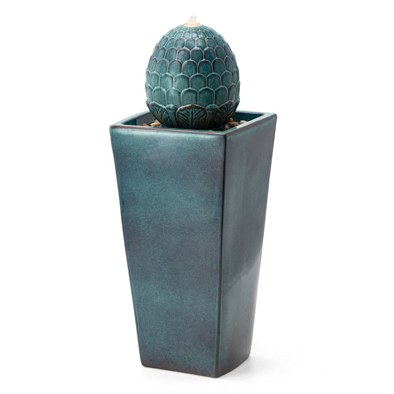 Fontaine surdimensionnée en céramique avec piédestal Ferrigno, Turquoise