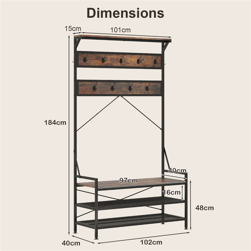 Hall Tree 102cm Wide