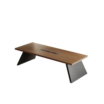 70.87"Italian minimalist brown solid wood conference table