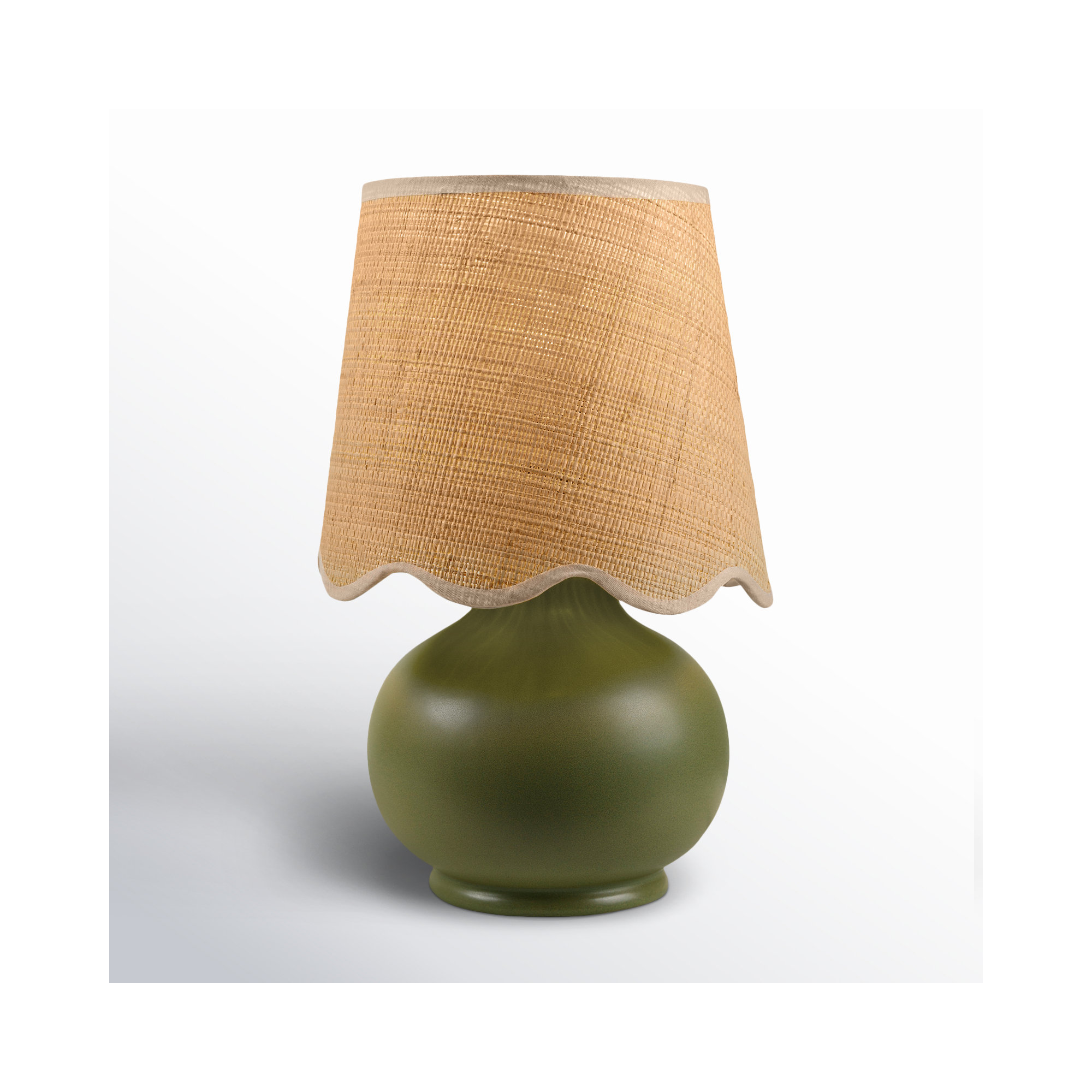 Momsen Scallop Shade Lamp, 13"" H x 8"" W x 8"" D, Natural, Khaki