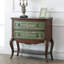 Commode décorative rétro en bois patiné vert