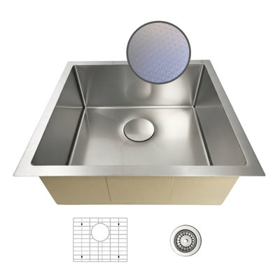 Évier de cuisine texturé en nid d'abeille 20 po - Bol simple - Acier inoxydable 316 avec calibre 16