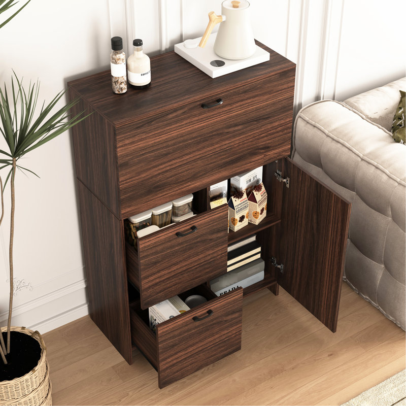 Armoire de bureau avec compartiment à 2 tablettes - Dortoir en noyer pour bureau à domicile