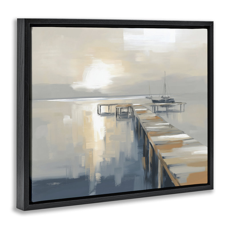 Jetée avec cadre flottant pour voilier, conception de Kim Curationa, 17 x 21, Jet Black Floater Framed