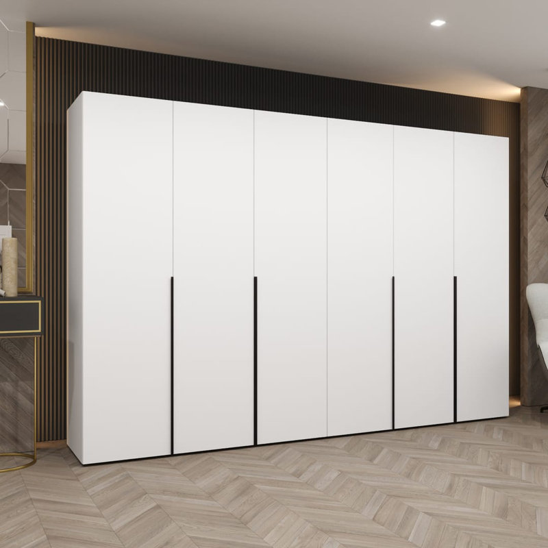 Bia 6 Door Manufactured Wood Wardrobe, White