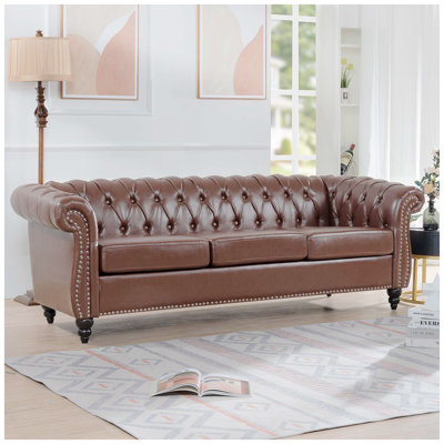 84.65 " Faux Leather Sofa