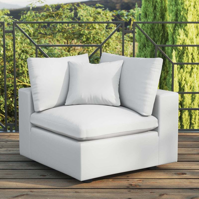 Modway Commix Sunbrella Outdoor Patio Corner Chair, Polyester White