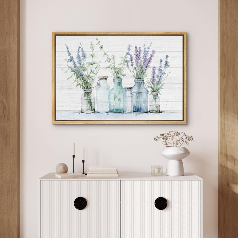 Reproduction botanique moderne sur toile, H 24 po x l 36 po x P 1,5 po, Cadre naturel flottant