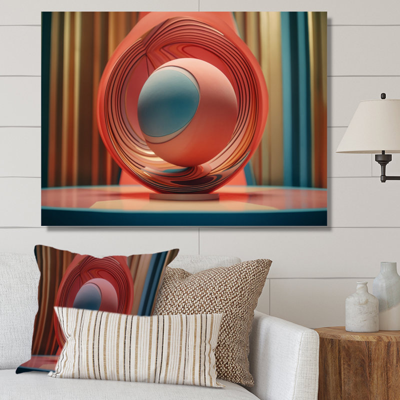 Abstrait Shere In Retrofuturistic Pink and Blue I - Paysage abstrait, art mural sur toile, H 30 po x l 40 po x P 1,5 po