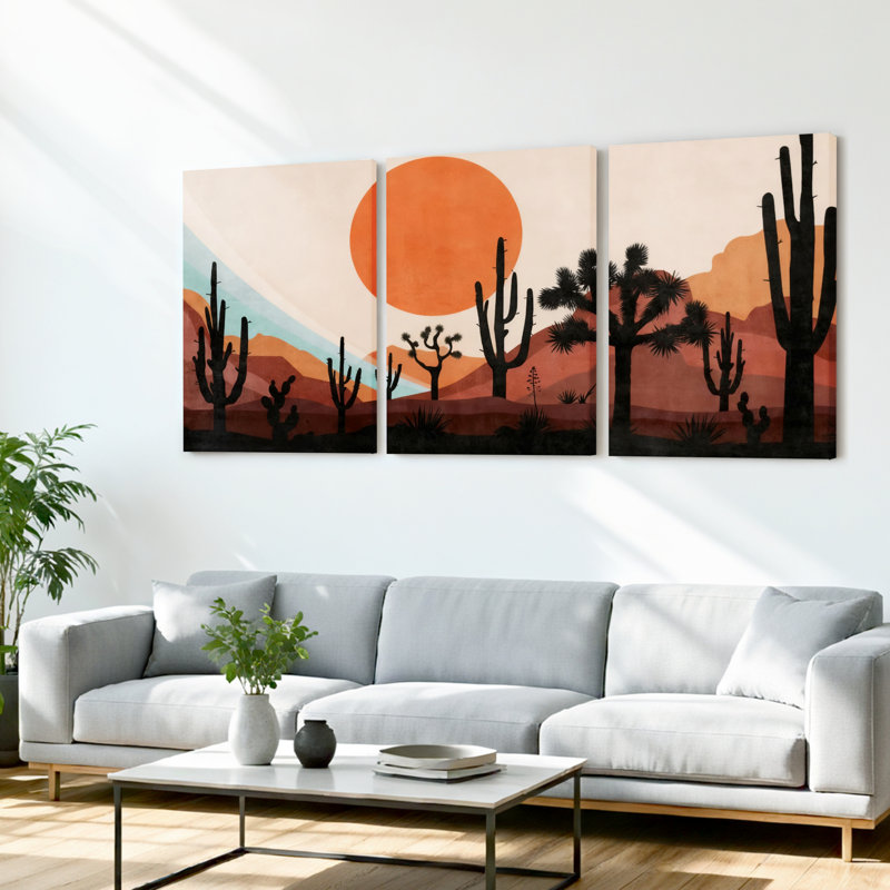 Ensemble de 3 tableaux sur toile tendue, H 36 po x l 72 po