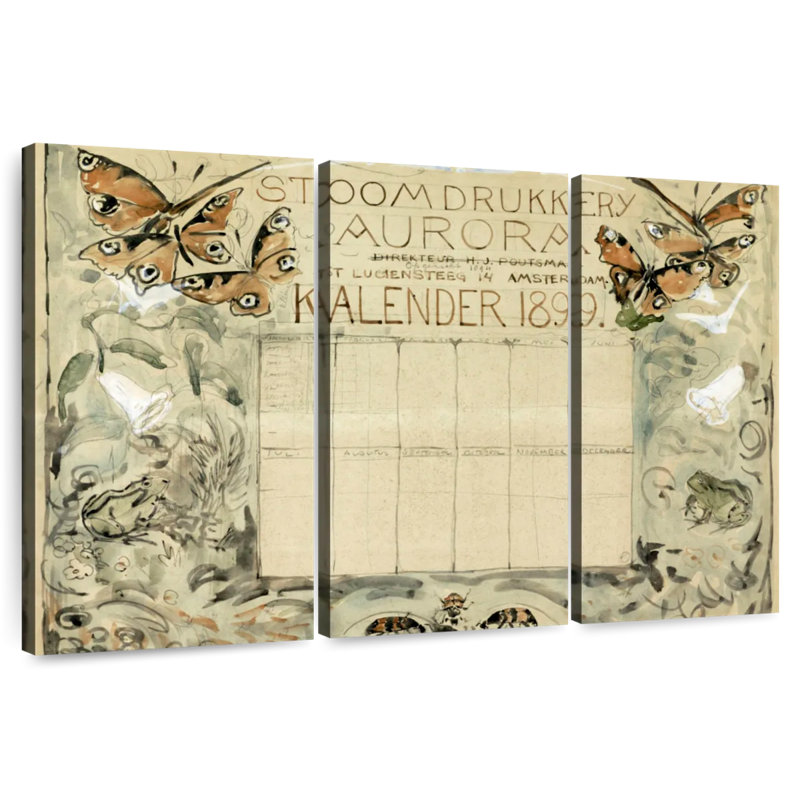 Calendrier Brampt 1899 pour l'imprimante à vapeur Aurora, H 24 po x l 38 po